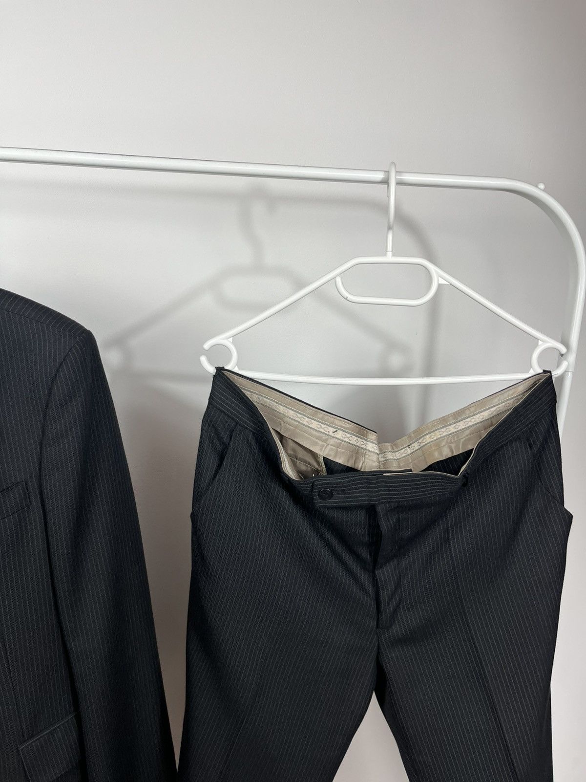 Other Vintage Black Pinstripe Suit Wool Blend Size 52 Formal Set Size 42R - 3 Thumbnail