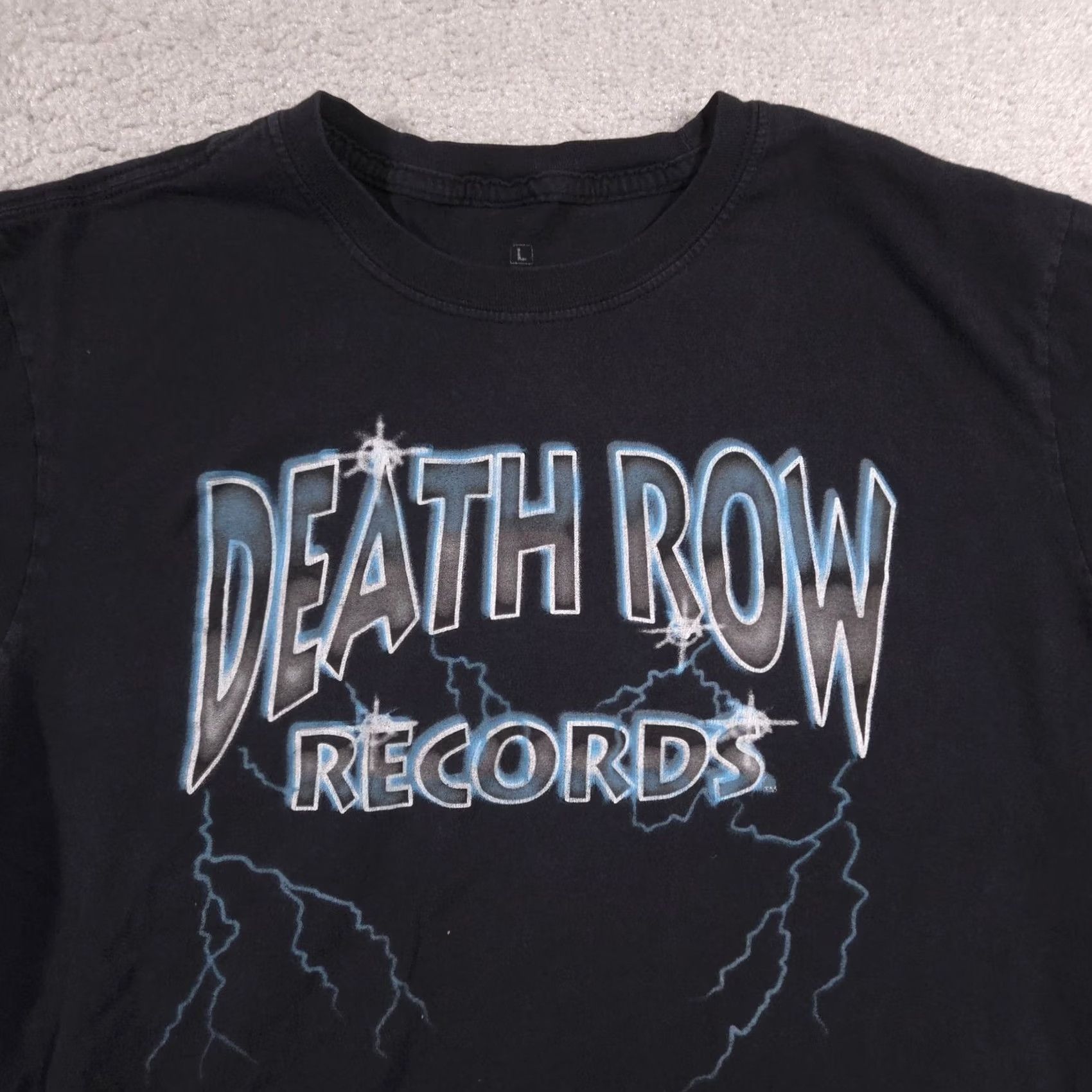 Logo 7 VINTAGE Death Row Records Shirt Mens Large Black Lightning Logo Graphic Tee Rap Hip Hop Size US L / EU 52-54 / 3 - 3 Thumbnail