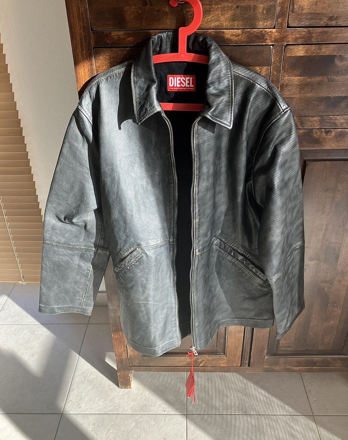 Diesel Diesel Leather Jacket L-Stoller - Vintage Black Size US L / EU 52-54 / 3 - 2 Thumbnail