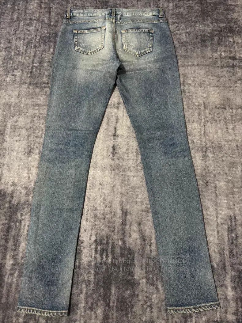 Saint Laurent Paris Saint Laurent Paris Light Blue Claw Patch Destroyed Denim Size US 27 - 2 Thumbnail
