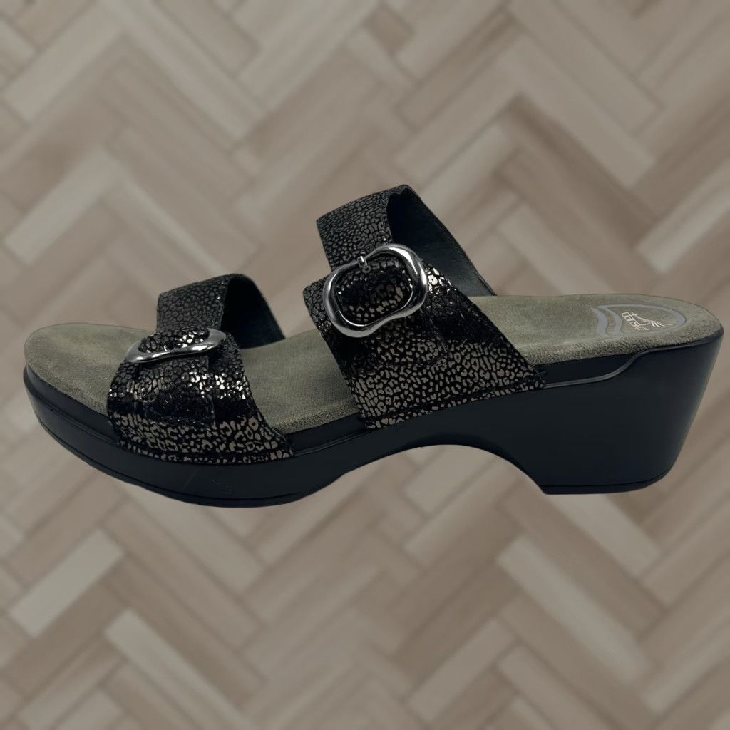 Dansko Dansko Sandals Womens 10.5 Sophie Two Strap Metallic Python Print Wedge Read Size US 11 / IT 41 - 1 Thumbnail