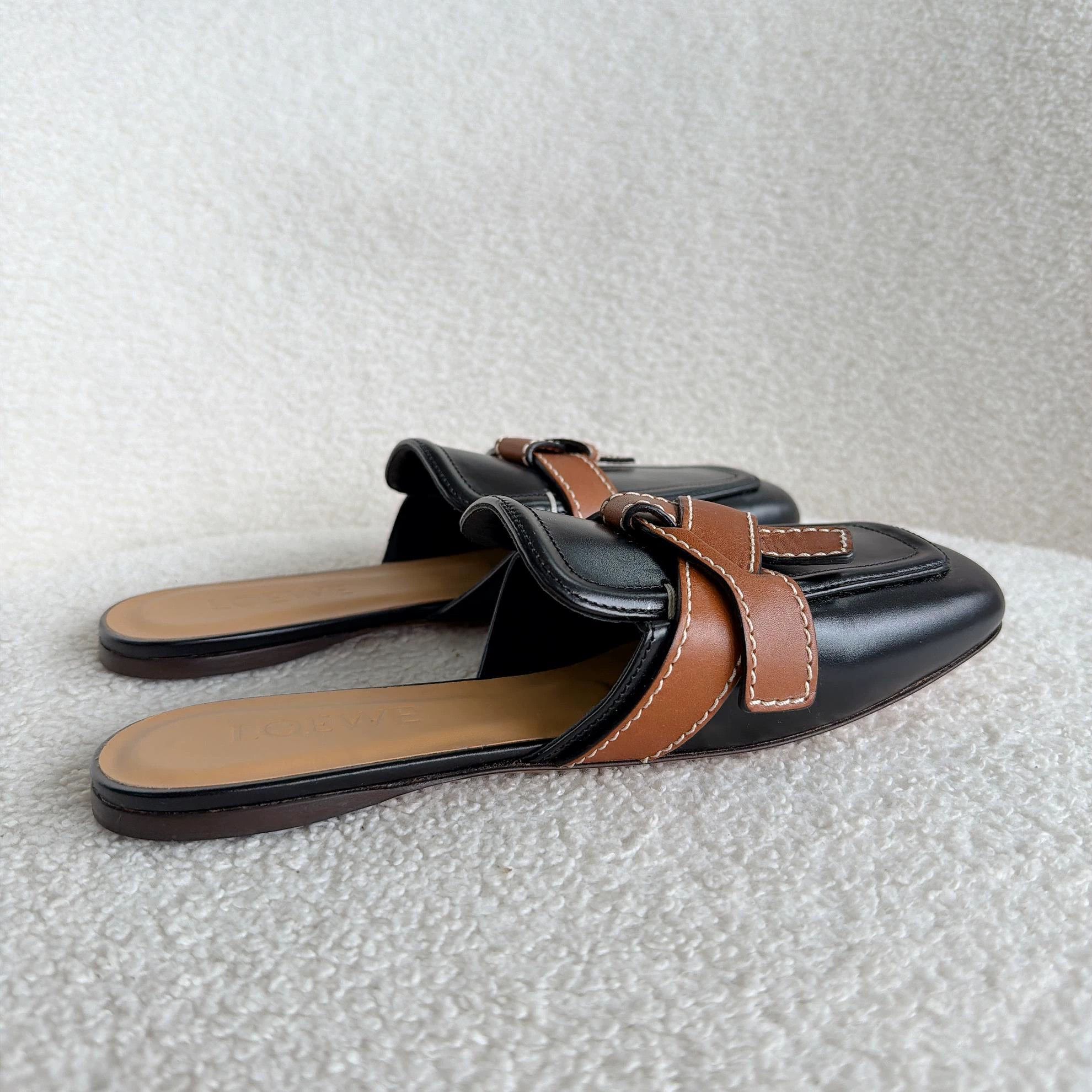 Loewe Loewe Black & Brown Mule 37 0152 Size US 6.5 / IT 36.5 - 3 Thumbnail