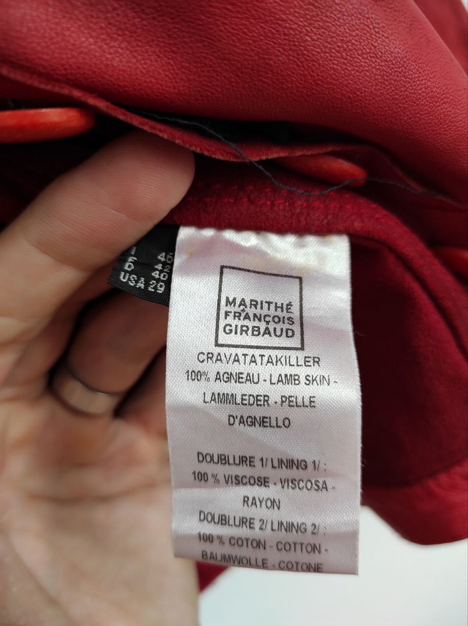 Marithe + Francois Girbaud Marithe Francois Girbaud Leather Red Bomber Jacket Size M-L Size L / US 10 / IT 46 - 19 Thumbnail