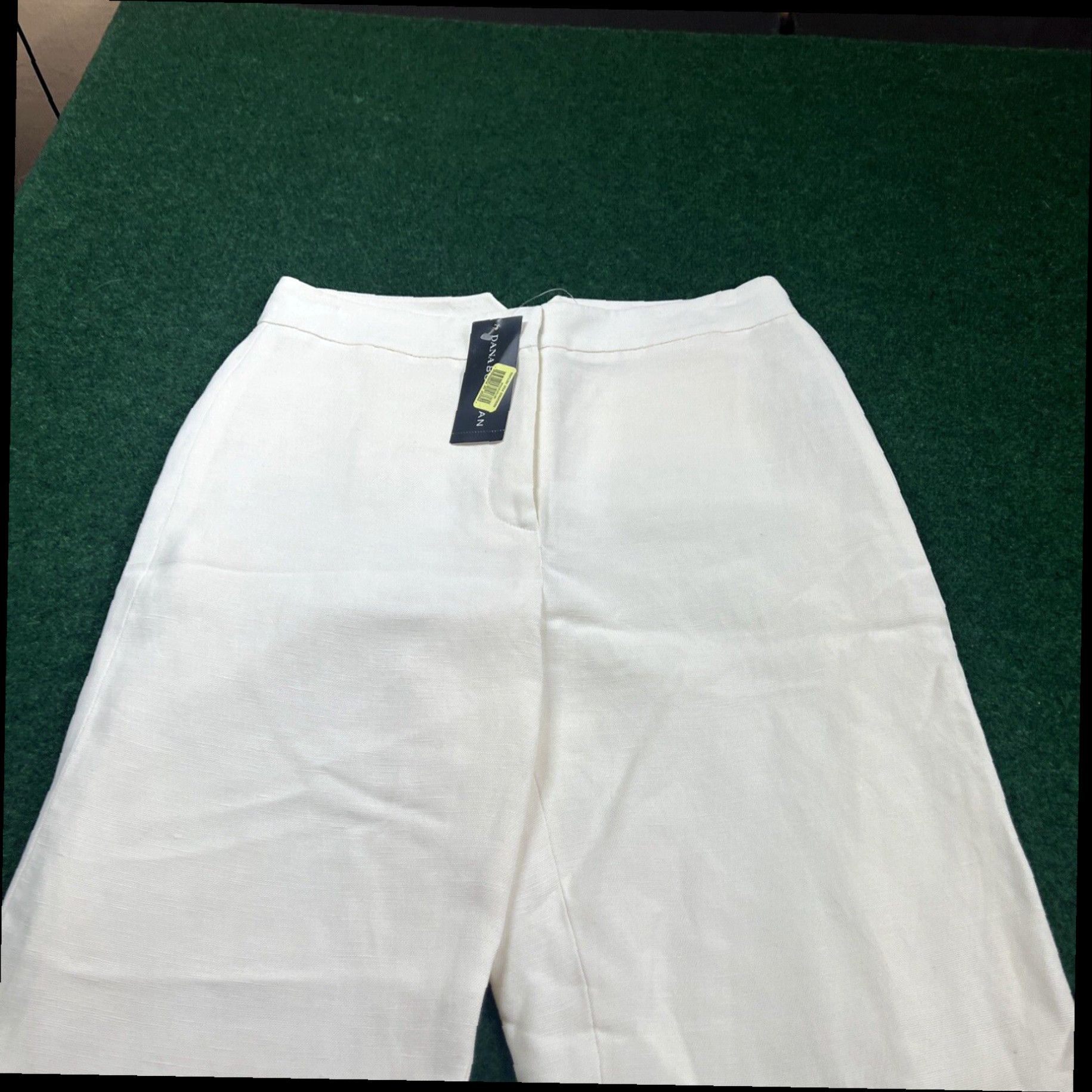 Vintage Dana Buchman Womens Pants size 4 Ivory Linen Blend Lined Pockets New 29x32 $250 Size 27" / US 4 / IT 40 - 2 Thumbnail