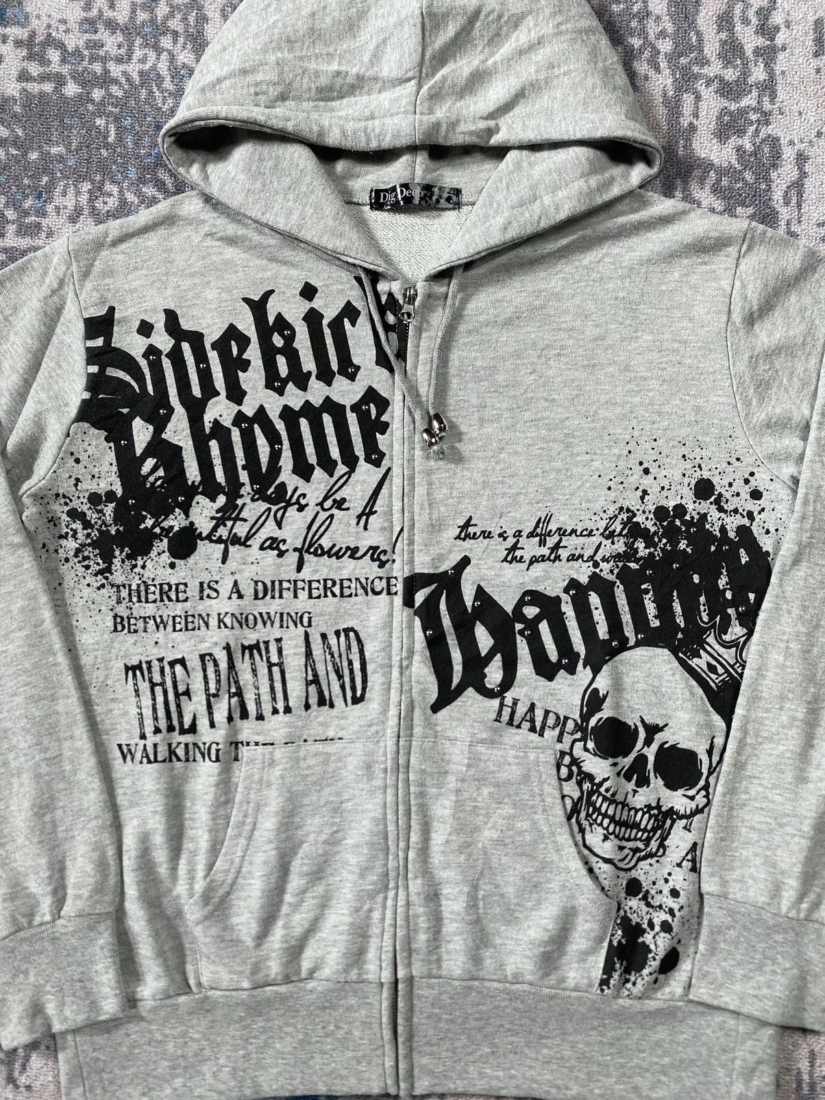 If Six Was Nine × Japanese Brand × Le Grande Bleu (L.G.B.) Japanes Dig Deep Skull Studded Hoodie Vkei Gothic Style Size US XL / EU 56 / 4 - 3 Thumbnail