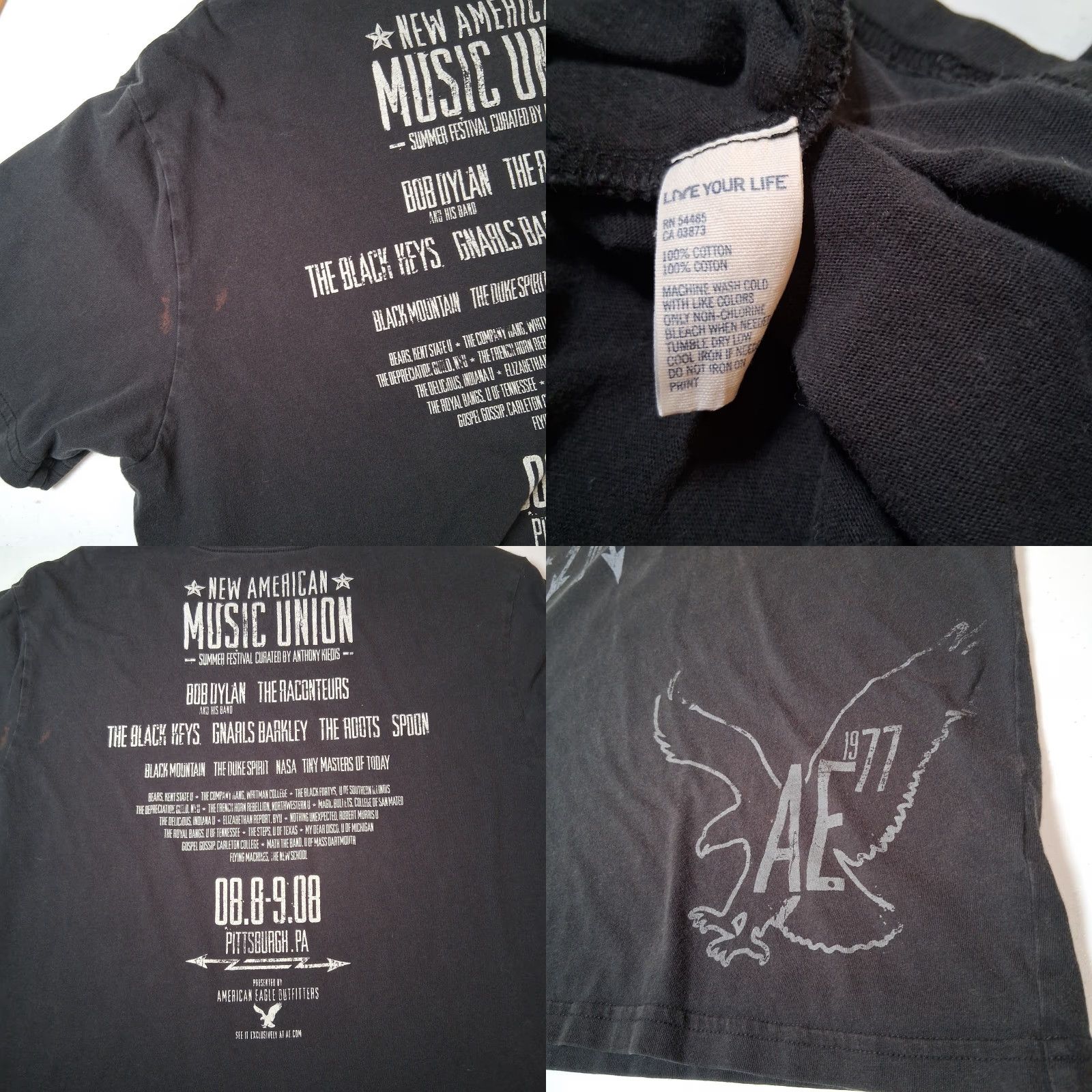 American Eagle Outfitters American Eagle Summer Music Festival Shirt Black L Band Bob Dylan The Roots The Black Keys Size US L / EU 52-54 / 3 - 8 Thumbnail