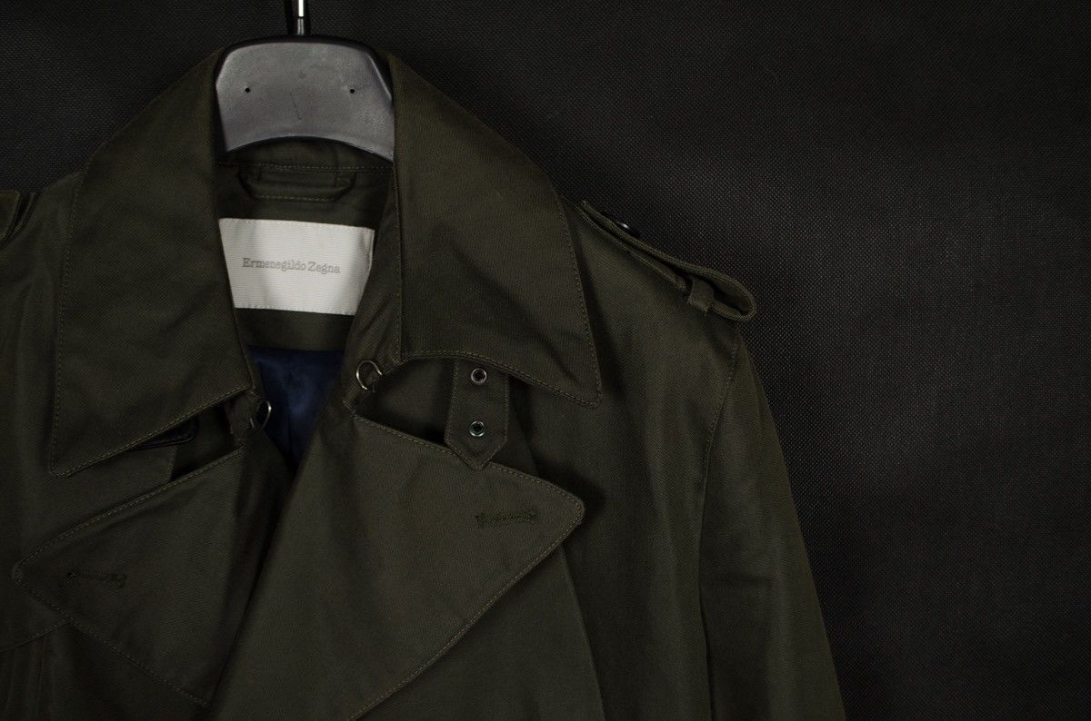 Ermenegildo Zegna Ermenegildo Zegna Olive Heavy Trench Coat Jacket Size US M / EU 48-50 / 2 - 11 Thumbnail