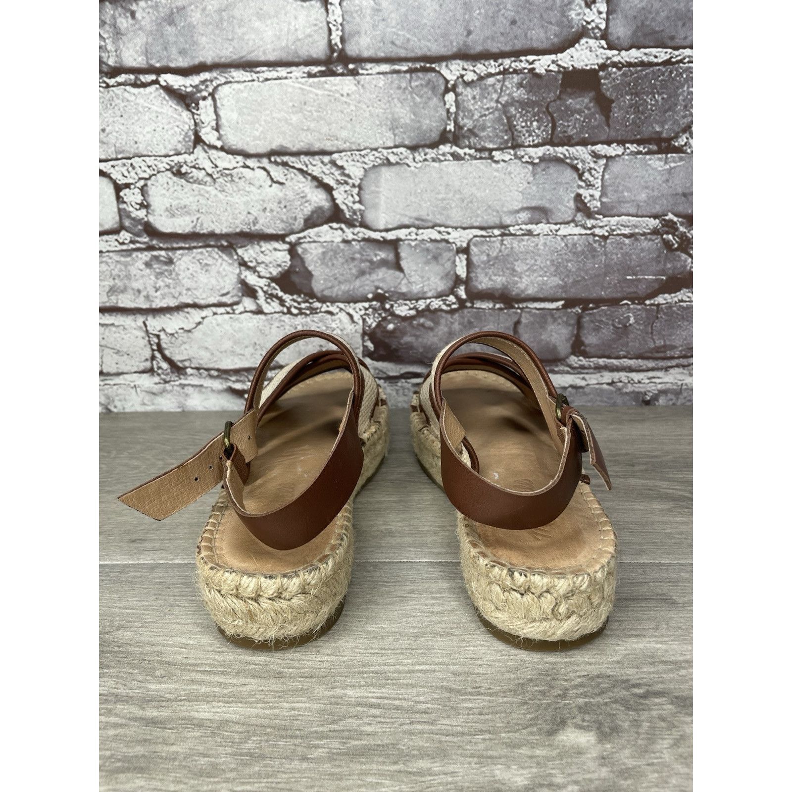 Madewell Madewell Julie Beige Brown Espadrille Slingback Strap Sandal Size US 7.5 / IT 37.5 - 3 Thumbnail