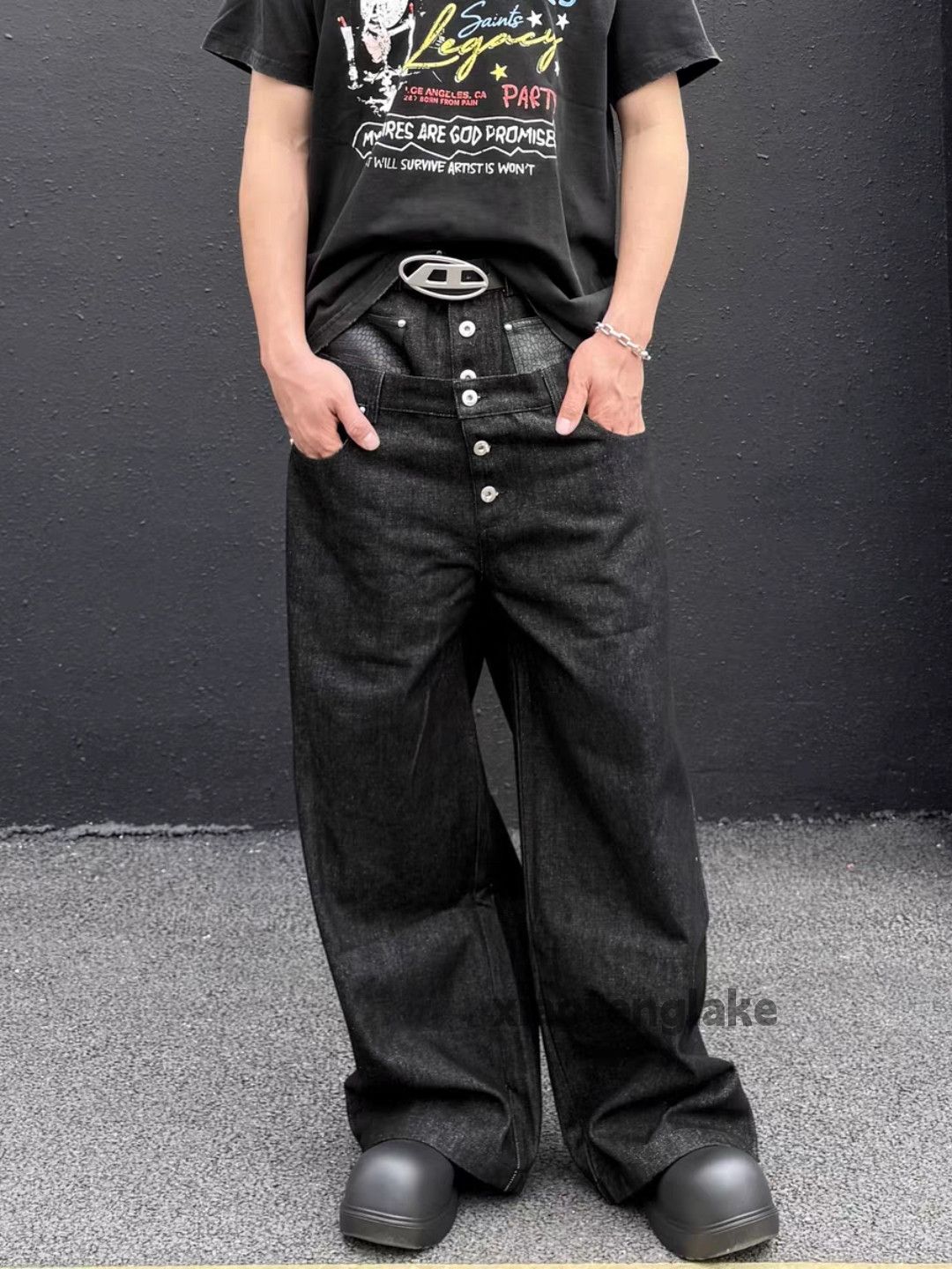 Jean xtl double waist Balenciaga rickowens style baggy jeans Size US 35 - 9 Thumbnail