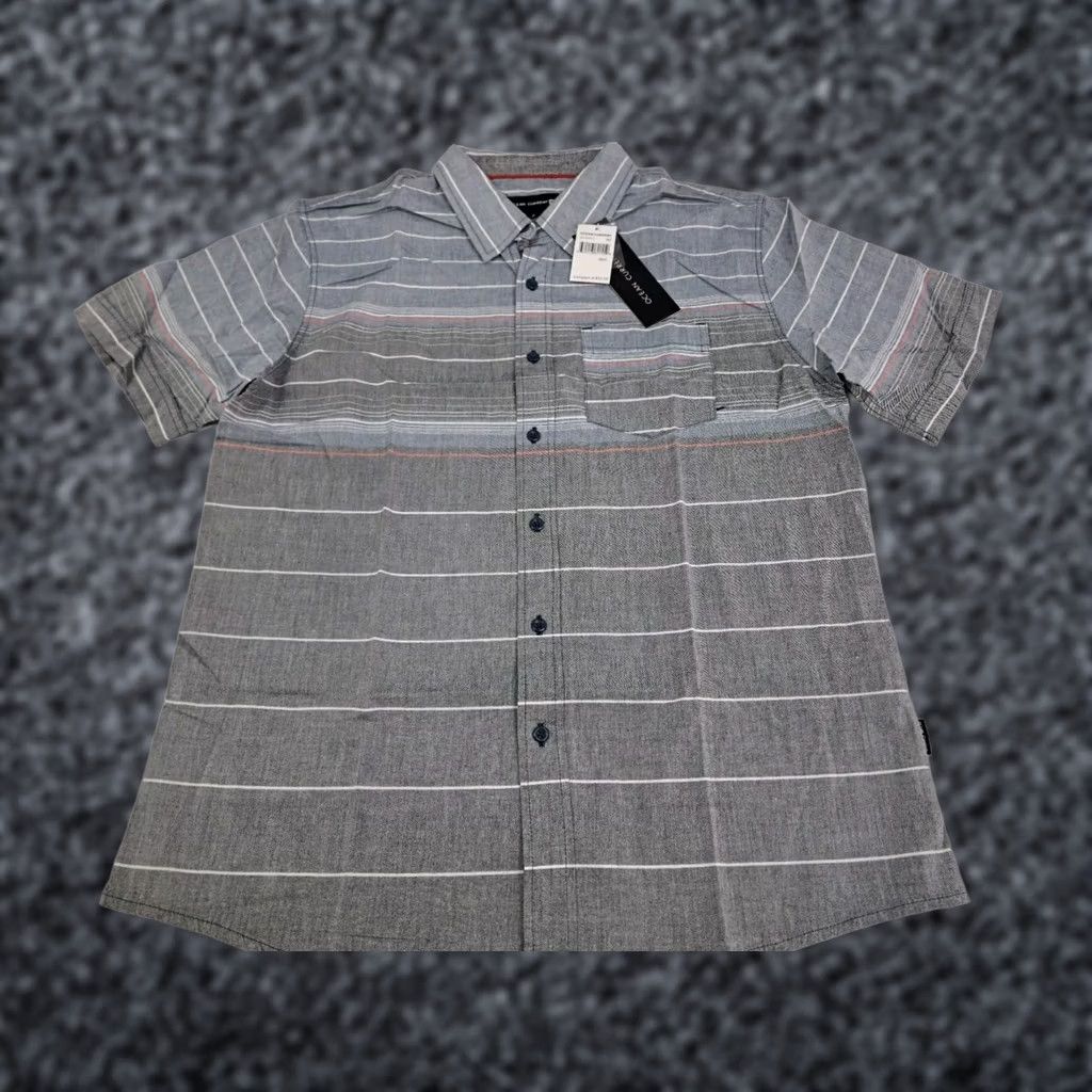 Vintage NWT Ocean Current Mens Short Sleeve Button Up Striped Shirt Size Medium Grey/Blue Size US M / EU 48-50 / 2 - 1 Thumbnail