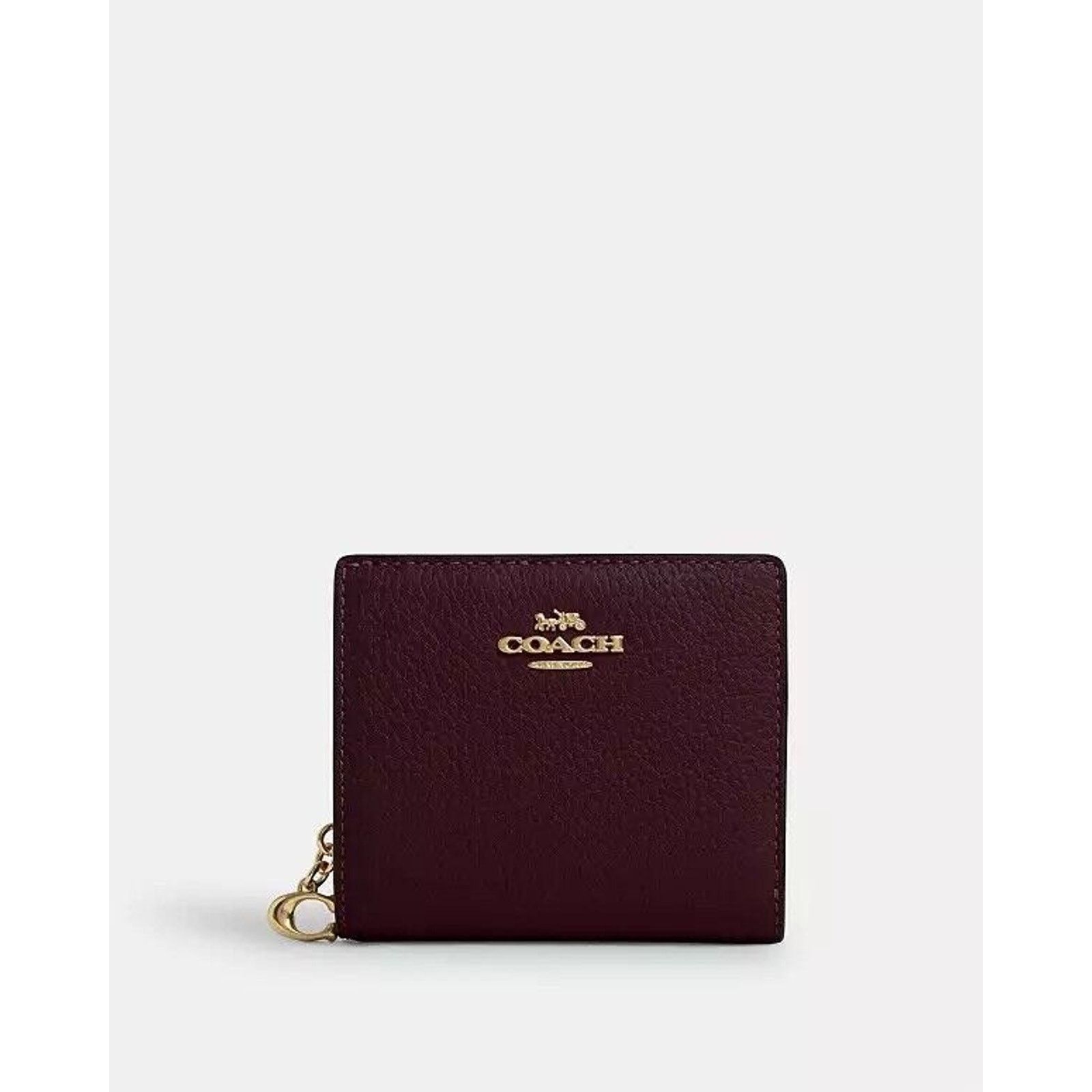 Coach NWT Coach Snap Wallet C2862 Merlot Pebbled Leather Charm Size ONE SIZE - 6 Thumbnail