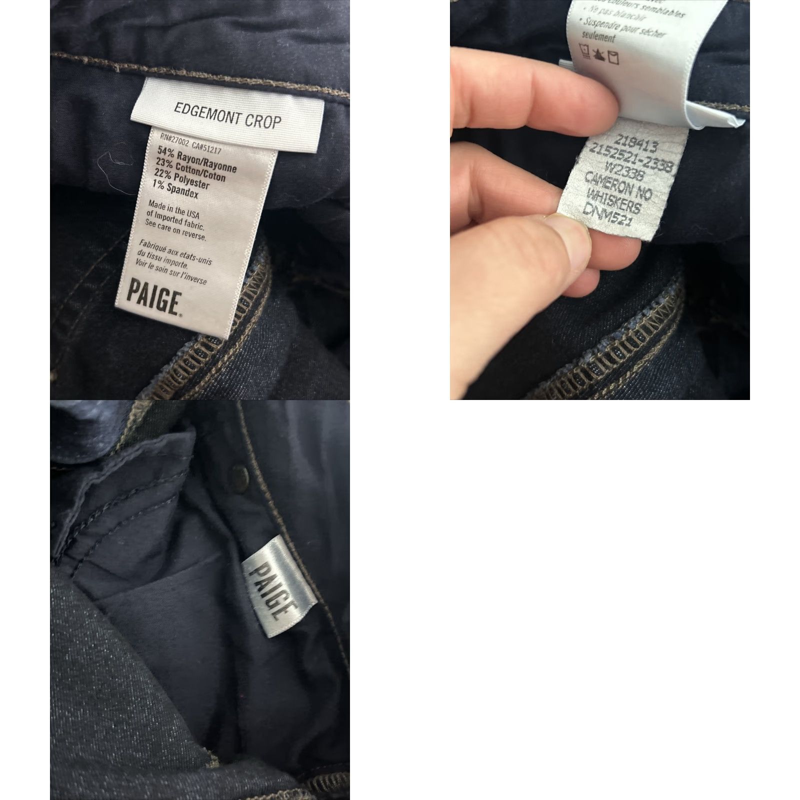 Paige Paige Womens Jeans Edgemont Crop Zipper Blue Dark Wash 28x26 Skinny Stretch Low Rise Regular Womens Jeans Size 28" / US 6 / IT 42 - 9 Thumbnail