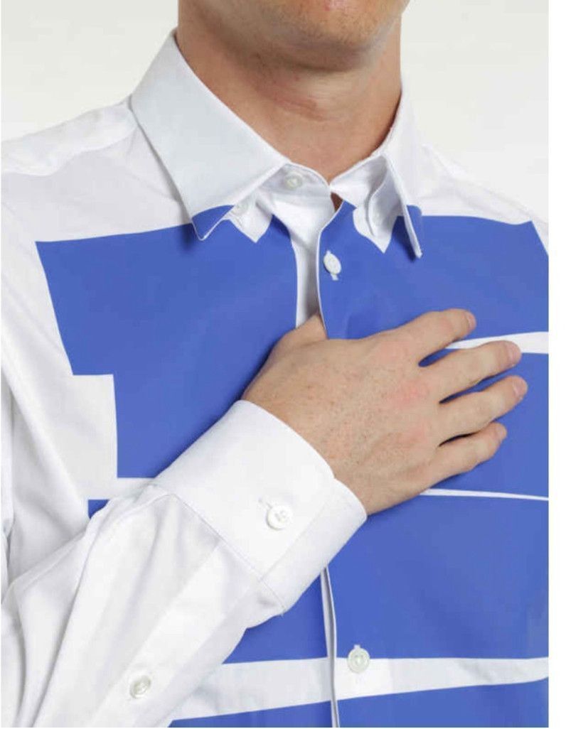 Alexander McQueen Alexander McQueen Blue Stripe Tux Shirt Sz 52 New With Tags Size US L / EU 52-54 / 3 - 10 Thumbnail