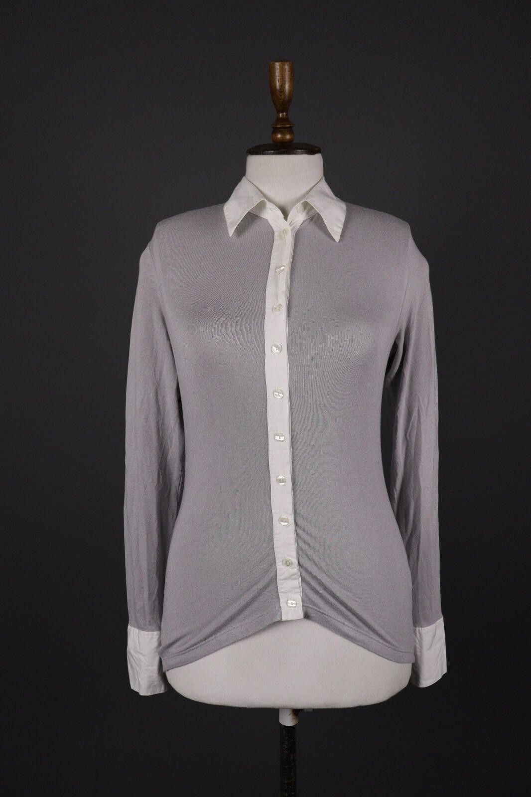 Designer Anne Fontaine Gray Wool Button Top Blouse Shirt Size 38 Size M / US 6-8 / IT 42-44 - 1 Thumbnail