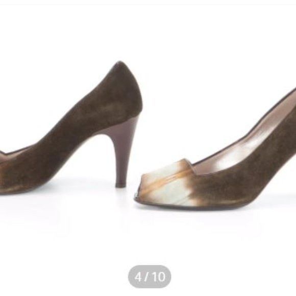 Salvatore Ferragamo‎ Peep-Toe Pumps in Tie-Dye Oliv