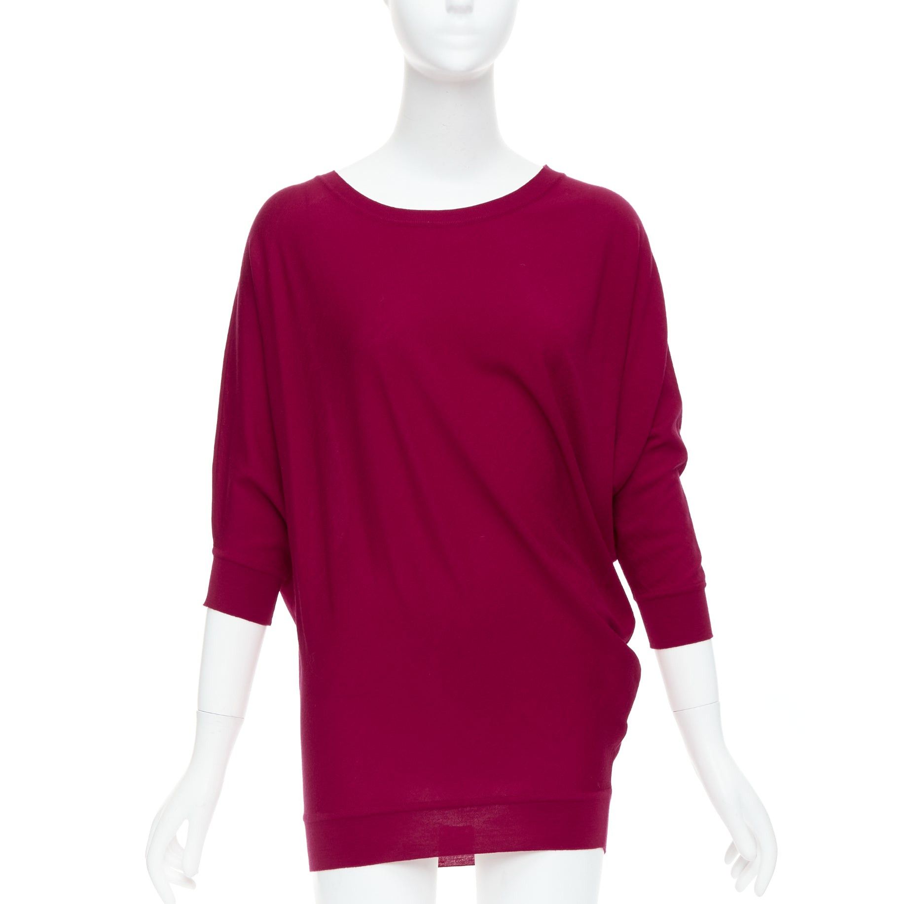 Alexander McQueen ALEXANDER MCQUEEN raspberry red 100% wool asymmetric drape sweater M Size M / US 6-8 / IT 42-44 - 1 Thumbnail