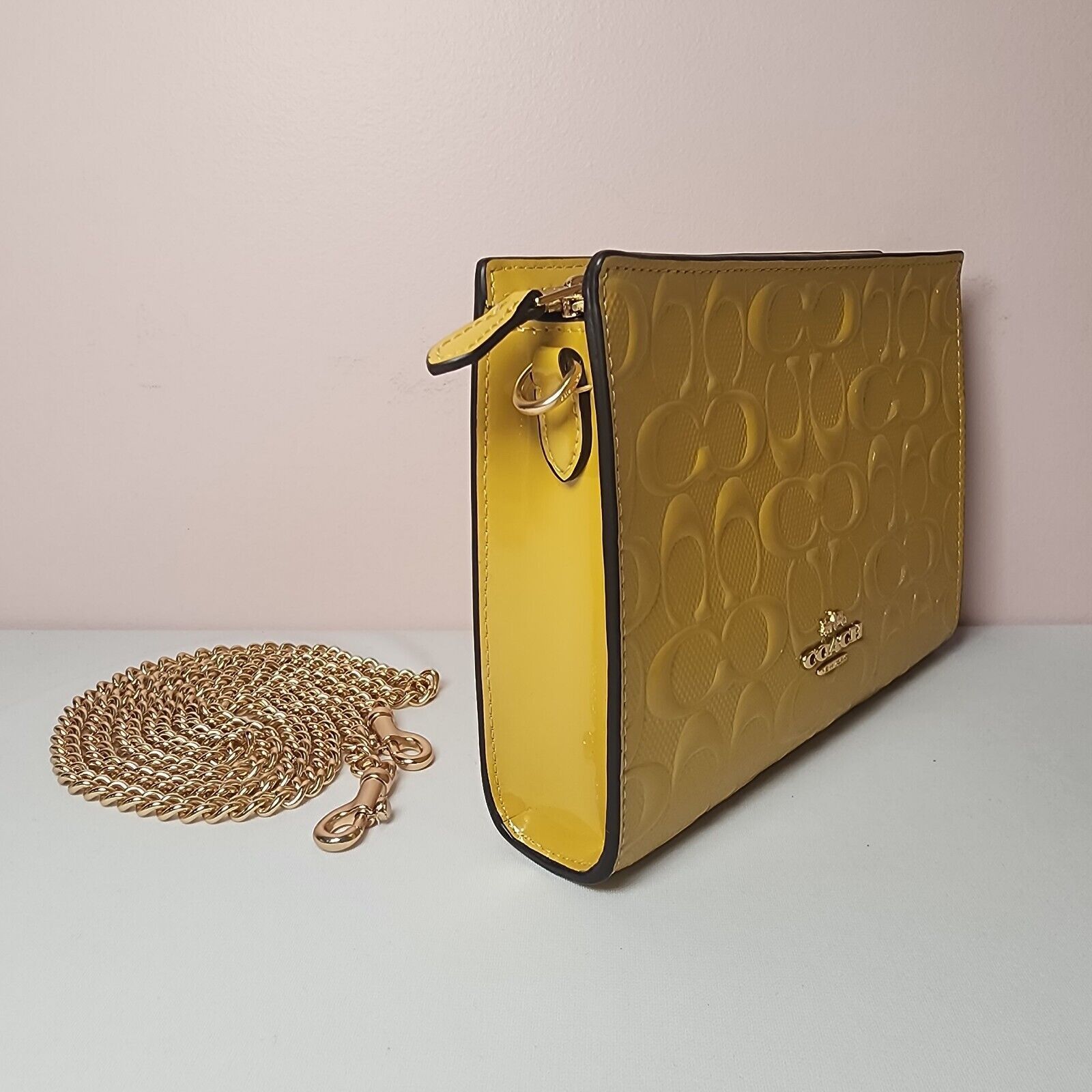 Coach COACH CT869 Slim Crossbody Signature Patent Leather Yellow Size ONE SIZE - 3 Thumbnail