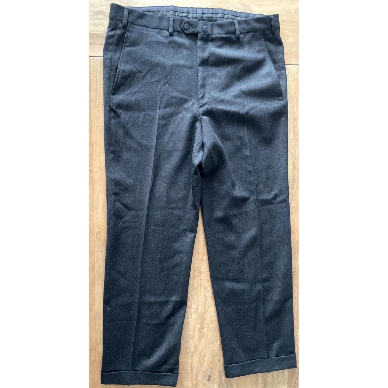 Ermenegildo Zegna Ermenegildo Zegna Black Dress Pants Men's 38x29.5 Wool Straight Leg Trouser Pants Regular Mens Black 38x29.5 Wool Dress Pants Size US 38 / EU 54 - 2 Thumbnail