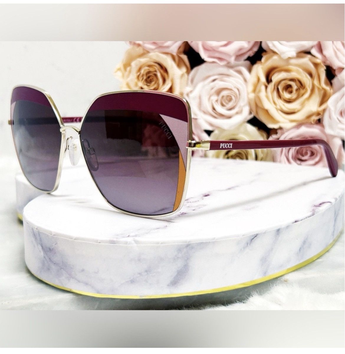 Emilio Pucci Authentic Emilio Pucci EP 0103 68T Womens Square Sunglasses Size ONE SIZE - 4 Thumbnail