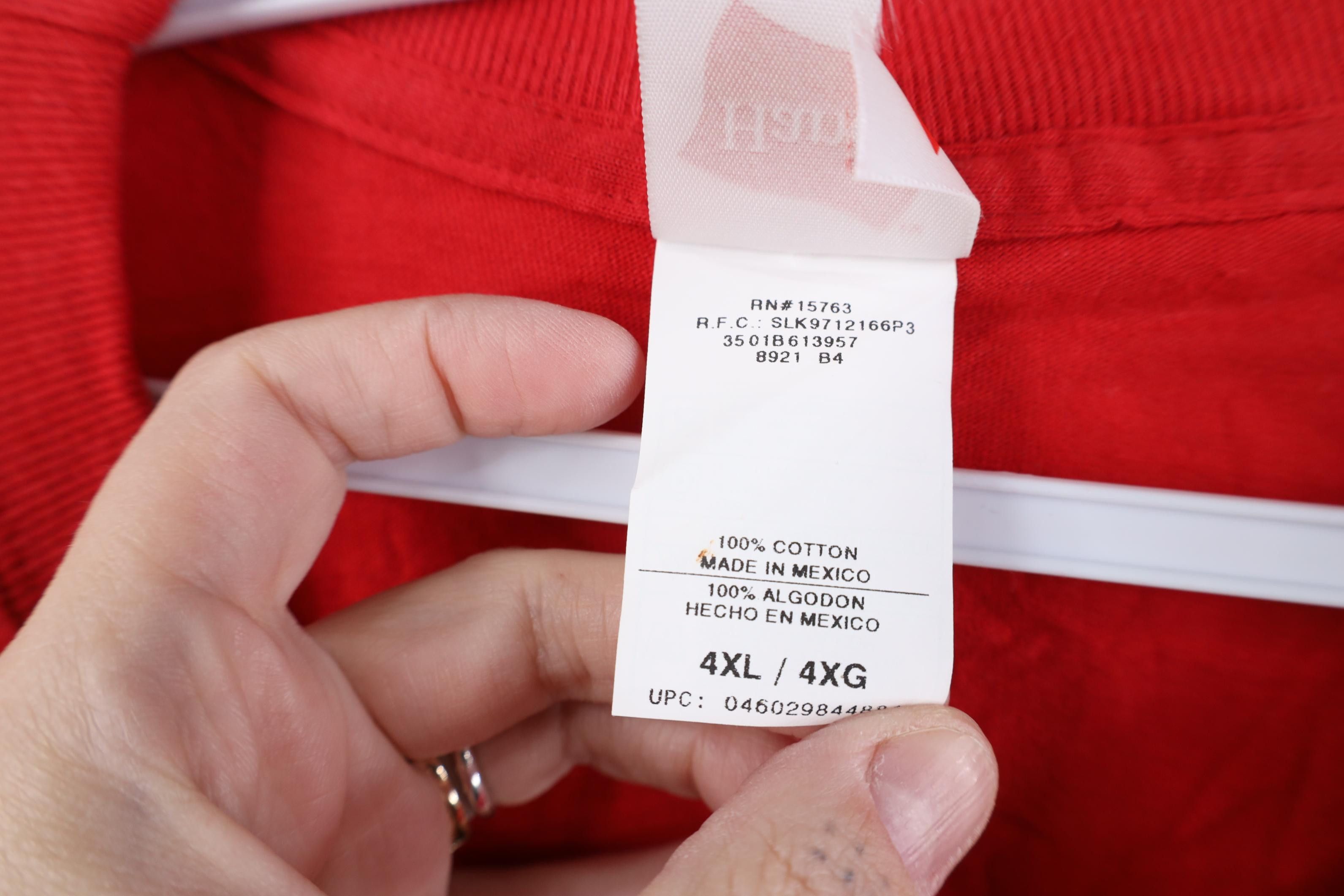Hanes Vintage 90s Y2K Hanes Blank Cotton Pocket T-Shirt Red Size US XXL / EU 58 / 5 - 8 Thumbnail