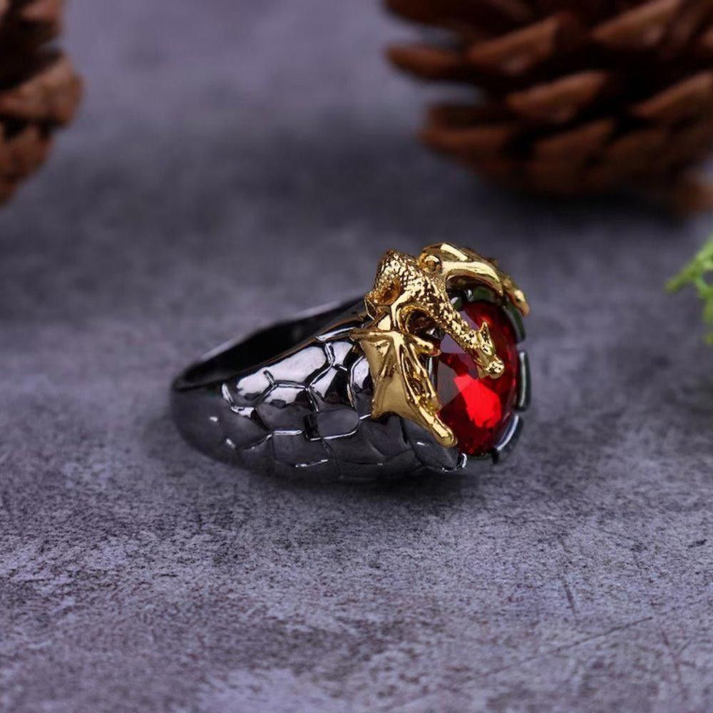 Designer 925 Sterling Silver Domineering Golden Dragon Ring Size ONE SIZE - 6 Thumbnail