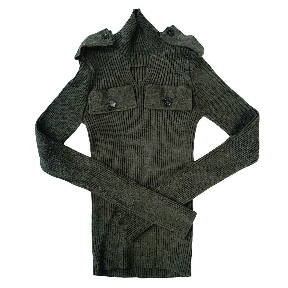 Bottega Veneta Bottega Veneta Salon 02 Army Green Ribbed Knit Sweater | NEW Size L / US 10 / IT 46 - 1 Thumbnail