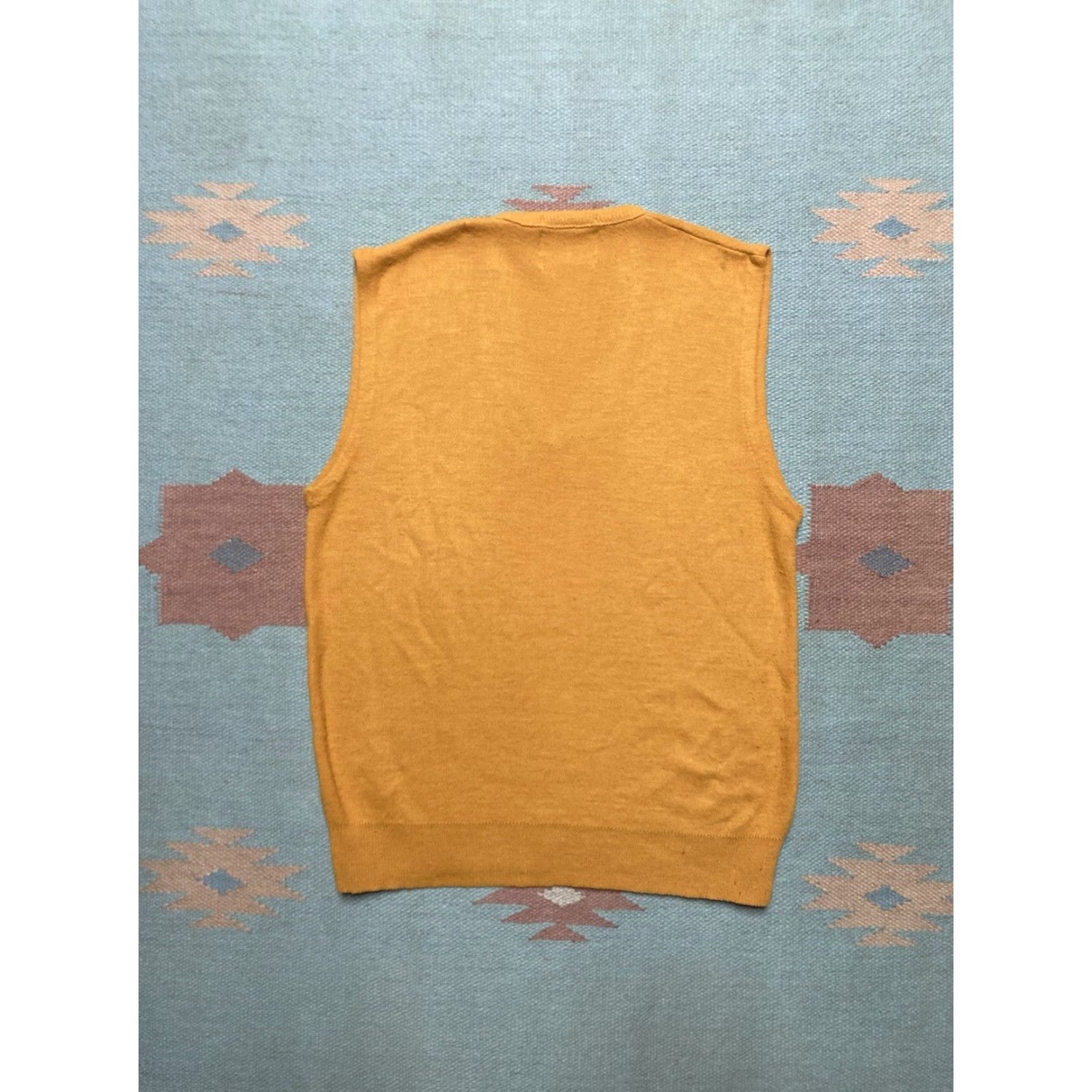 Vintage VINTAGE 1960s acrylic knit sweater vest yellow v neck pullover men’s small Size US S / EU 44-46 / 1 - 5 Thumbnail