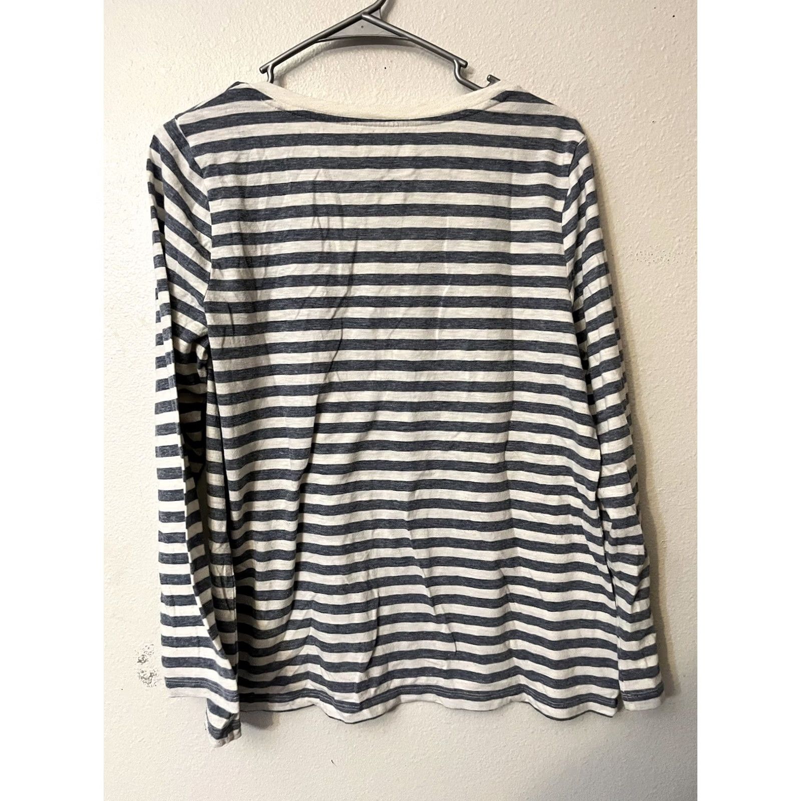 Vintage Sonoma The Everyday Tee Striped Long Sleeve V-Neck Gray T-Shirt PXL Women Size XL / US 12-14 / IT 48-50 - 3 Thumbnail
