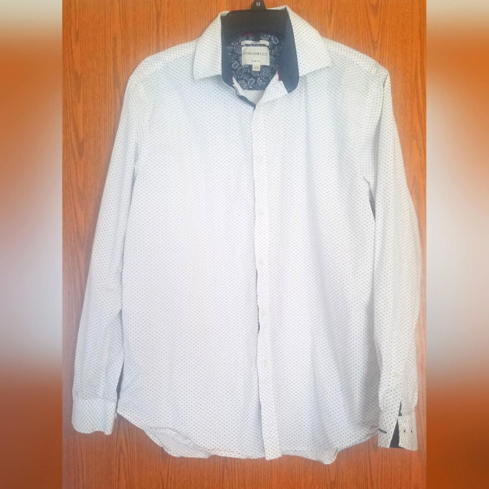 Other Con.struct White/Blue Slim Fit Patterned Shirt 16 1/2 Size US M / EU 48-50 / 2 - 1 Thumbnail