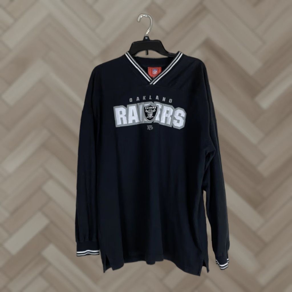 NFL Oakland Raiders Long Sleeve Shirt XL Men Black from NFL Y2k Warm Up Shirt