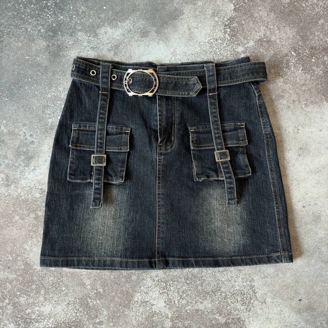 20471120 Amazing Y2K Bondage Multipocket Mini Skirt (rick owens vibe) Size 27" / US 4 / IT 40 - 1 Thumbnail
