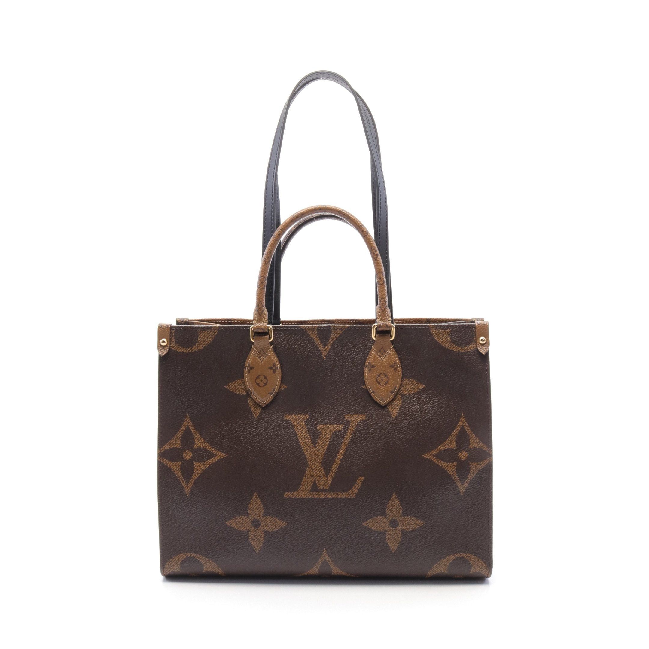 Louis Vuitton Louis Vuitton On-The-Go Mm Monogram Giant Reverse Shoulder Bag Tote Leather Brown Beige Size ONE SIZE - 1 Thumbnail