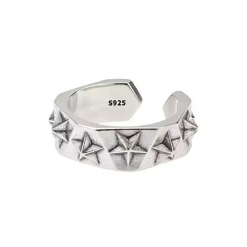 VIBE Silver Star Army Gothic Ring Size ONE SIZE - 2 Thumbnail