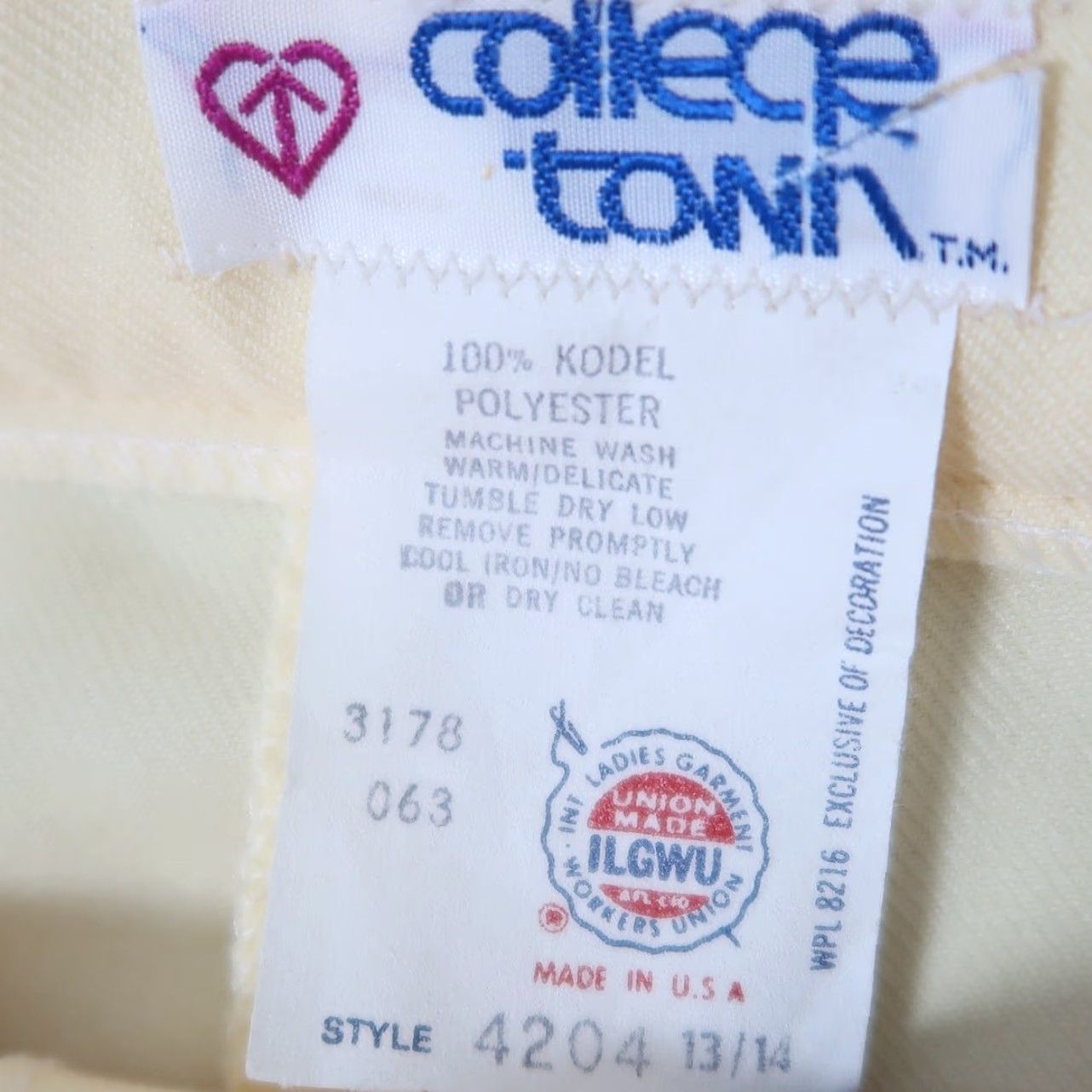 Vintage VINTAGE 70s College Town pastel yellow high rise straight leg pants 14 Size 29" - 4 Thumbnail