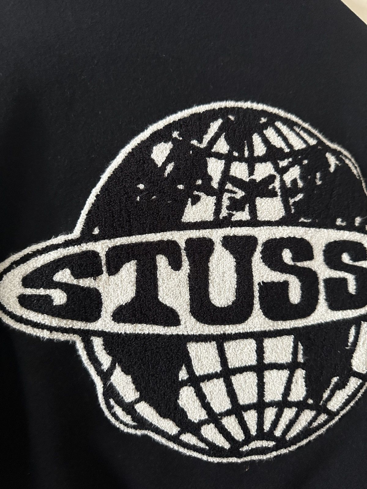 Stussy Stussy FW25 Globe Varsity jacket wit black leather sleeves Size US M / EU 48-50 / 2 - 3 Thumbnail