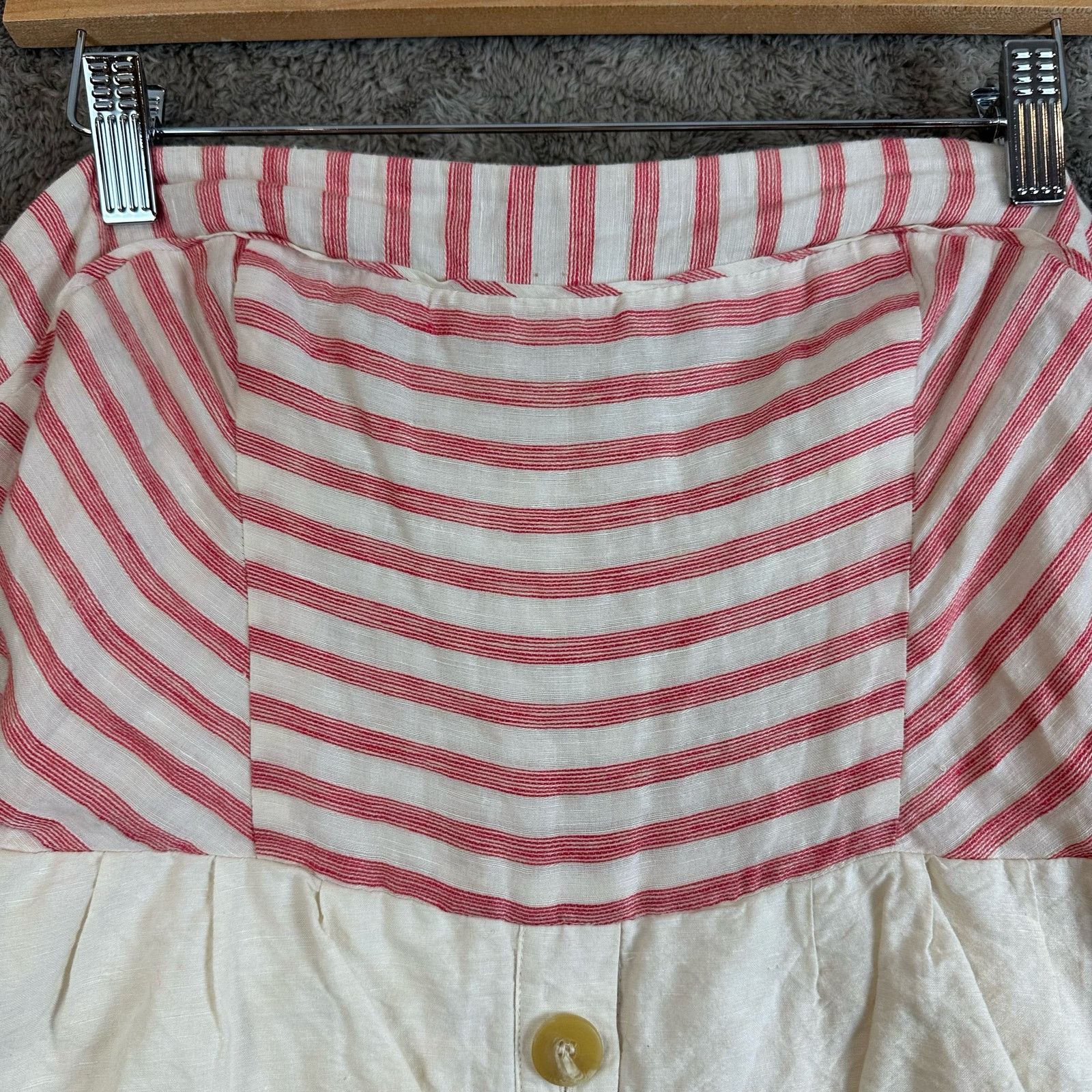 Anthropologie Anthropologie Maeve Linen Red Stripe Tiered Dress 6 S Size M / US 6-8 / IT 42-44 - 7 Thumbnail