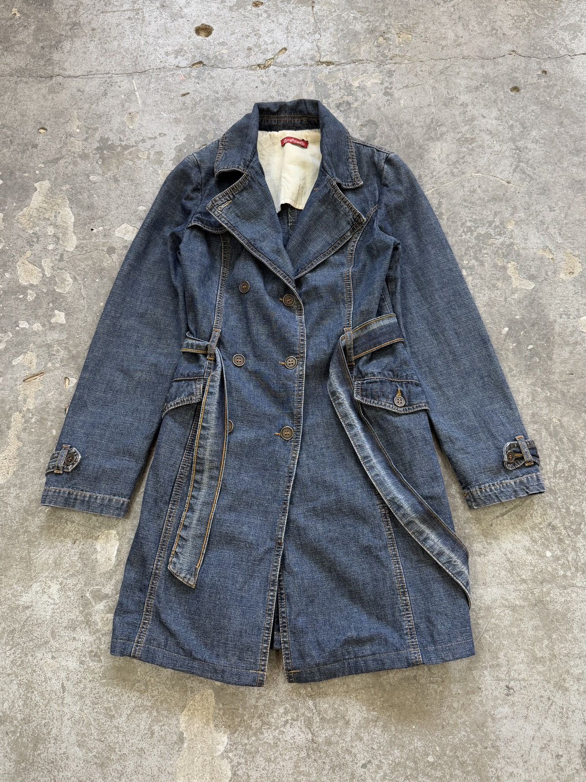 Vintage y2k Denim Trench Coat Size S / US 4 / IT 40 - 5 Thumbnail