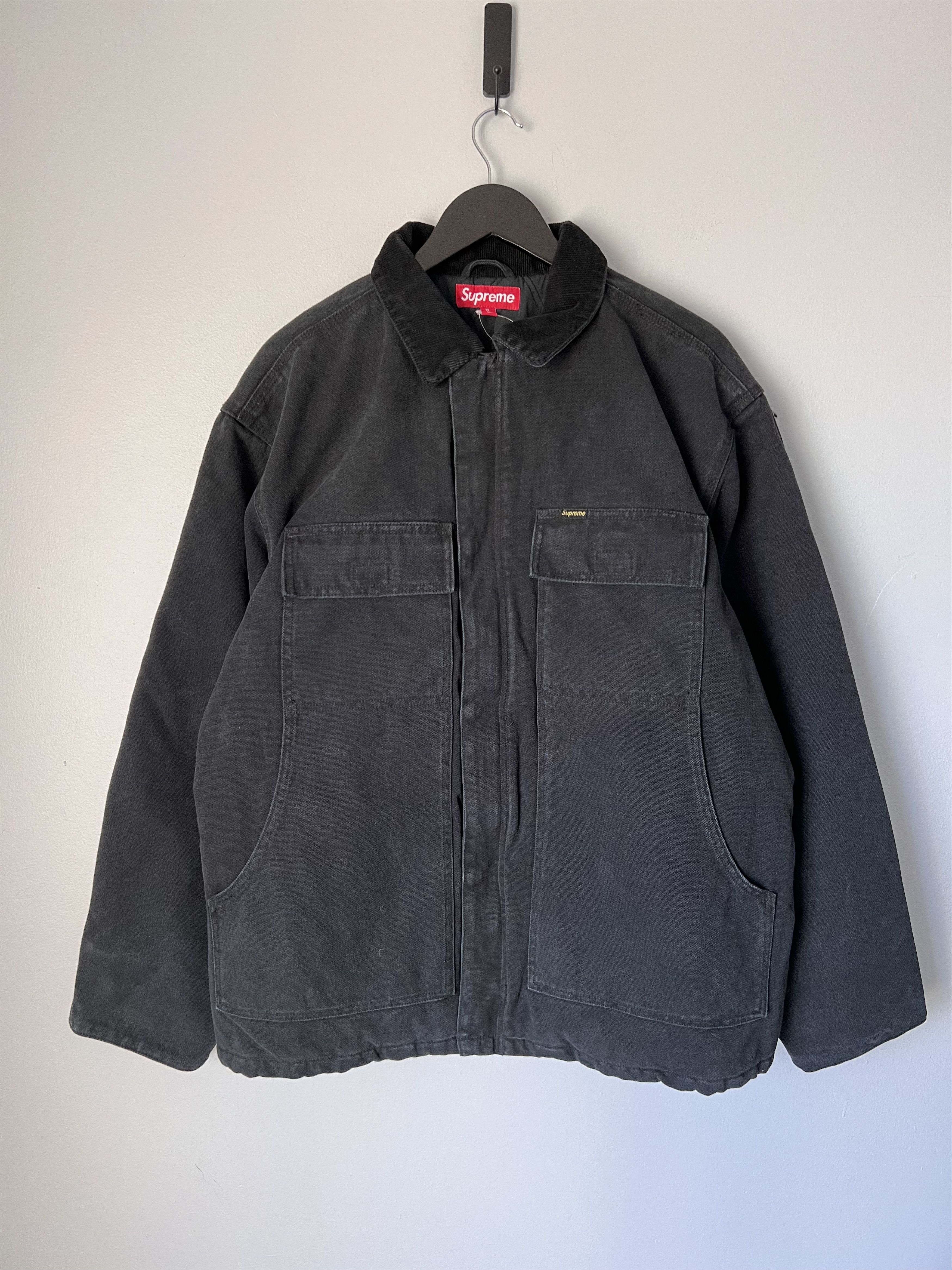 Supreme Old English Canvas Work Jacket in Black