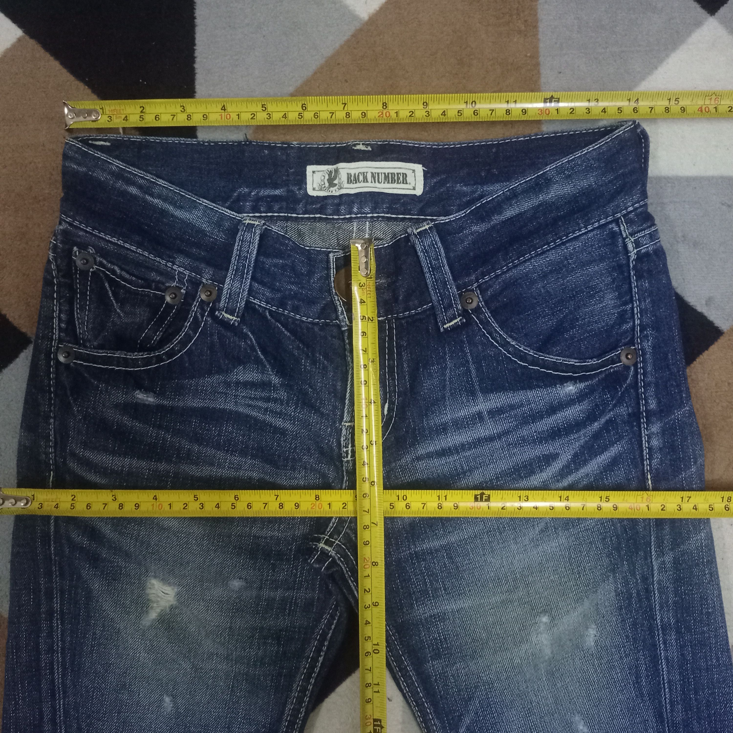 Japanese Brand Vintage Back Number Blue Wash Distressed Curve Leg Jeans Size 28" / US 6 / IT 42 - 9 Thumbnail