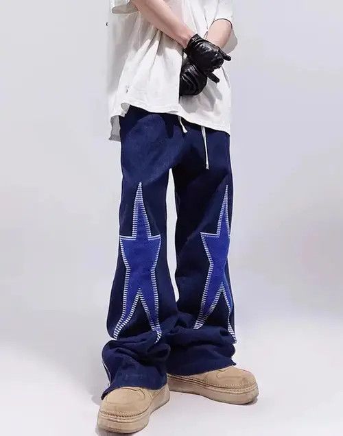 Jean Street hip-hop five-pointed star embroidered jeans Size US 32 / EU 48 - 4 Thumbnail
