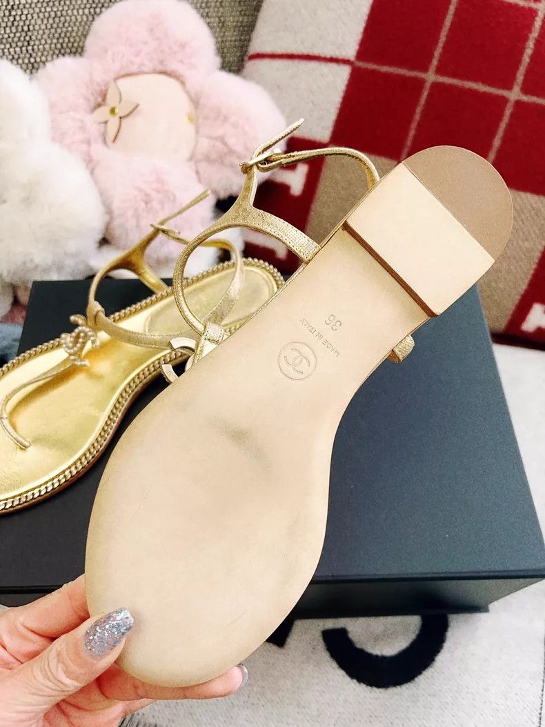 Chanel Chanel Gold chain sandals clip sandals Size US 5.5 / IT 35.5 - 3 Thumbnail