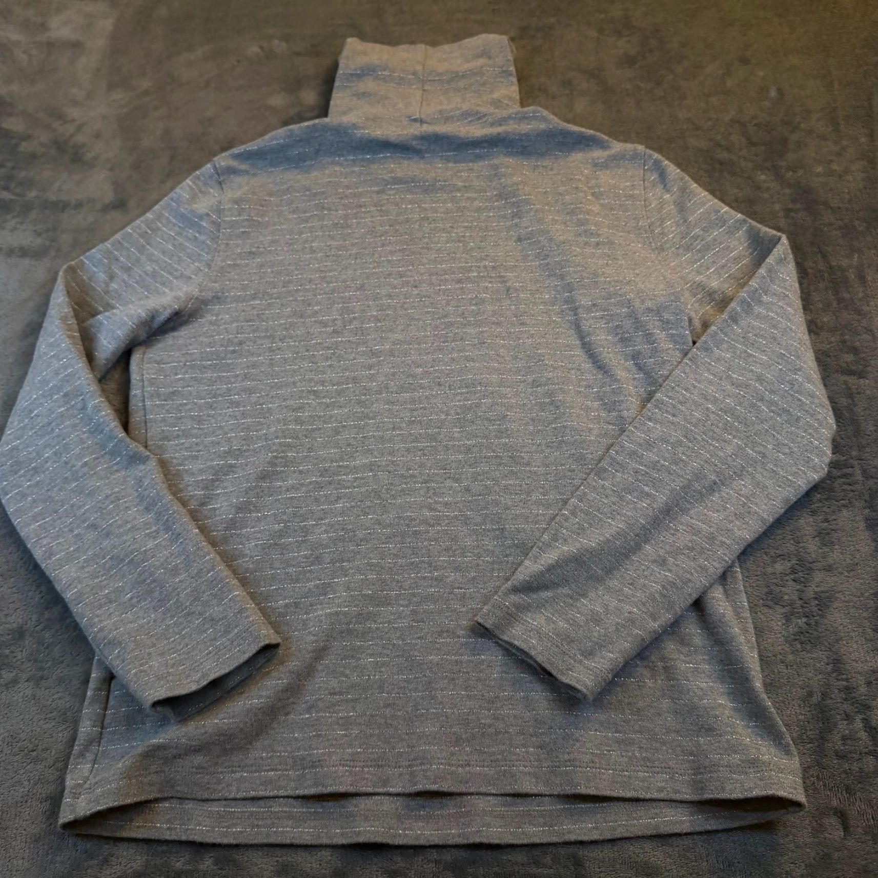 Liz Claiborne Liz Claiborne Shirt Women M Gray Striped Turtleneck Long Sleeve Glitter Knit Pullover Casual Basic All Seasons Size M / US 6-8 / IT 42-44 - 4 Thumbnail