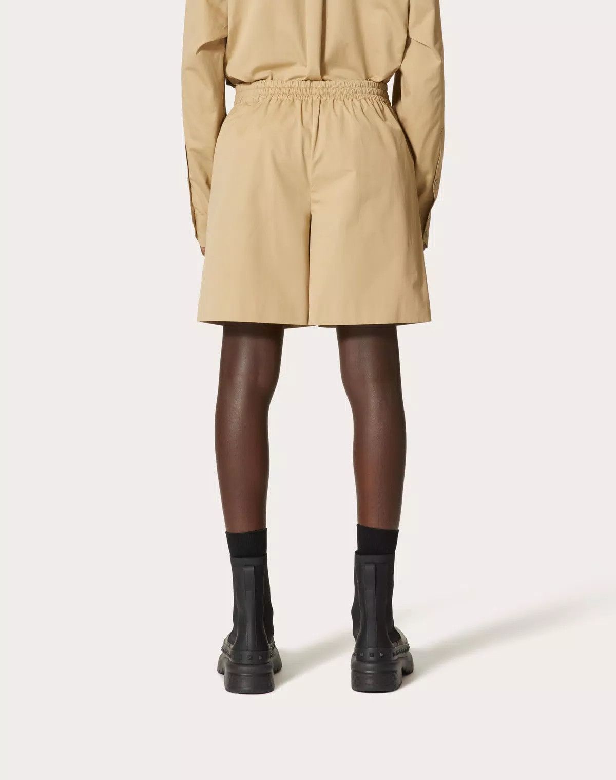 Valentino oc11z0725 Cotton Popeline Bermuda Shorts in Beige Size US 30 / EU 46 - 6 Thumbnail