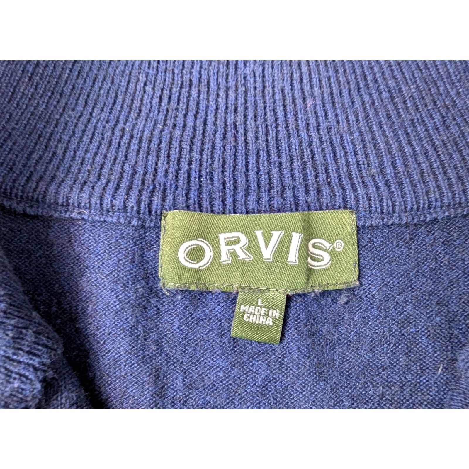 Orvis Orvis Sweater Long Sleeve Mock Neck 1/4 Zip Cashmere Cotton Silk Blend Navy Large Men’s Pullover Winter Casual Size US L / EU 52-54 / 3 - 3 Thumbnail
