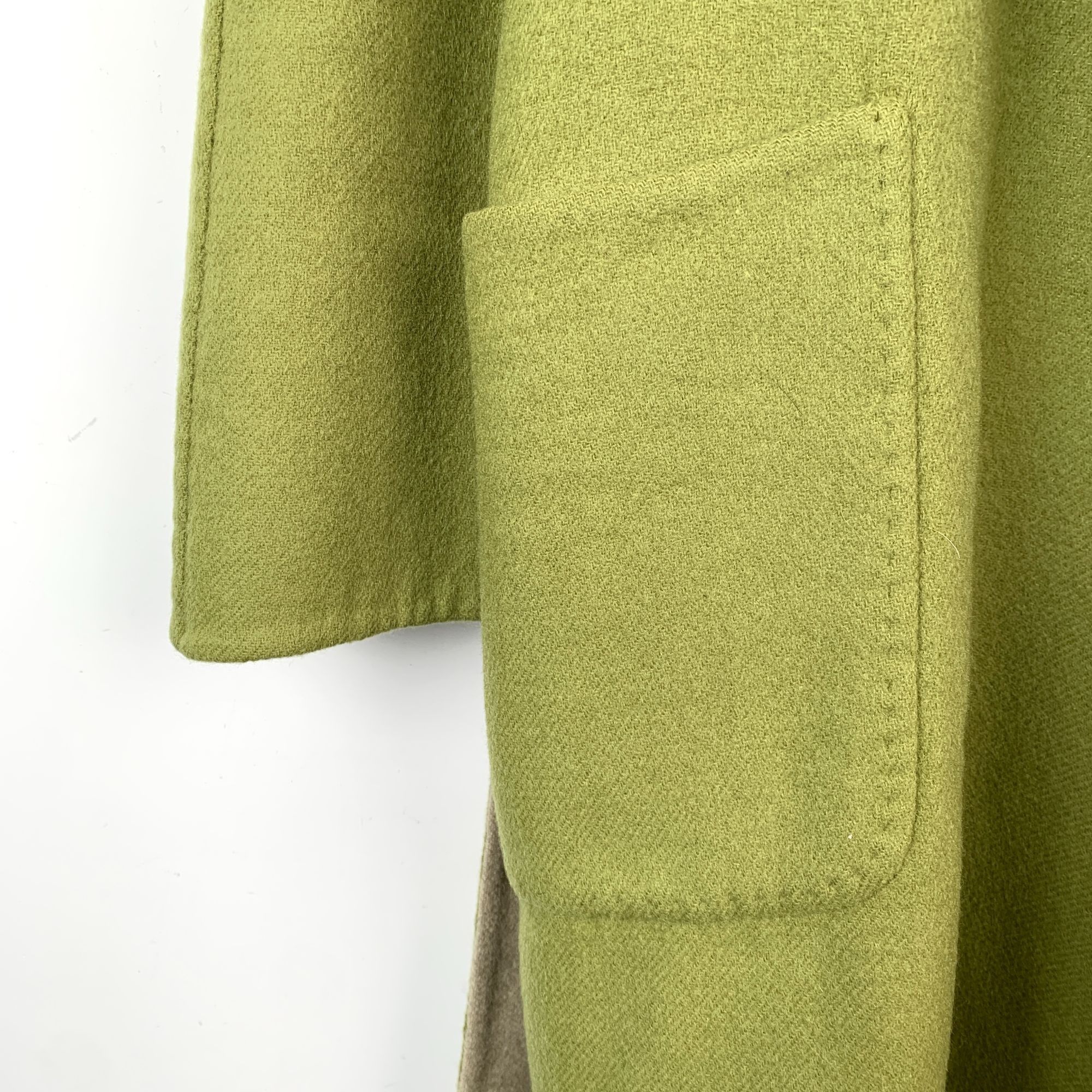 Max Mara MaxMara Green & Beige Reversible Wool Hooded Coat Size 36 Size XS / US 0-2 / IT 36-38 - 7 Thumbnail