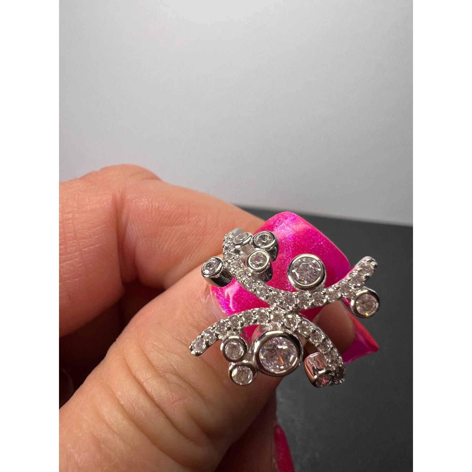 Other CZ bypass sterling silver bubble cocktail ring size 10 Size ONE SIZE - 3 Thumbnail
