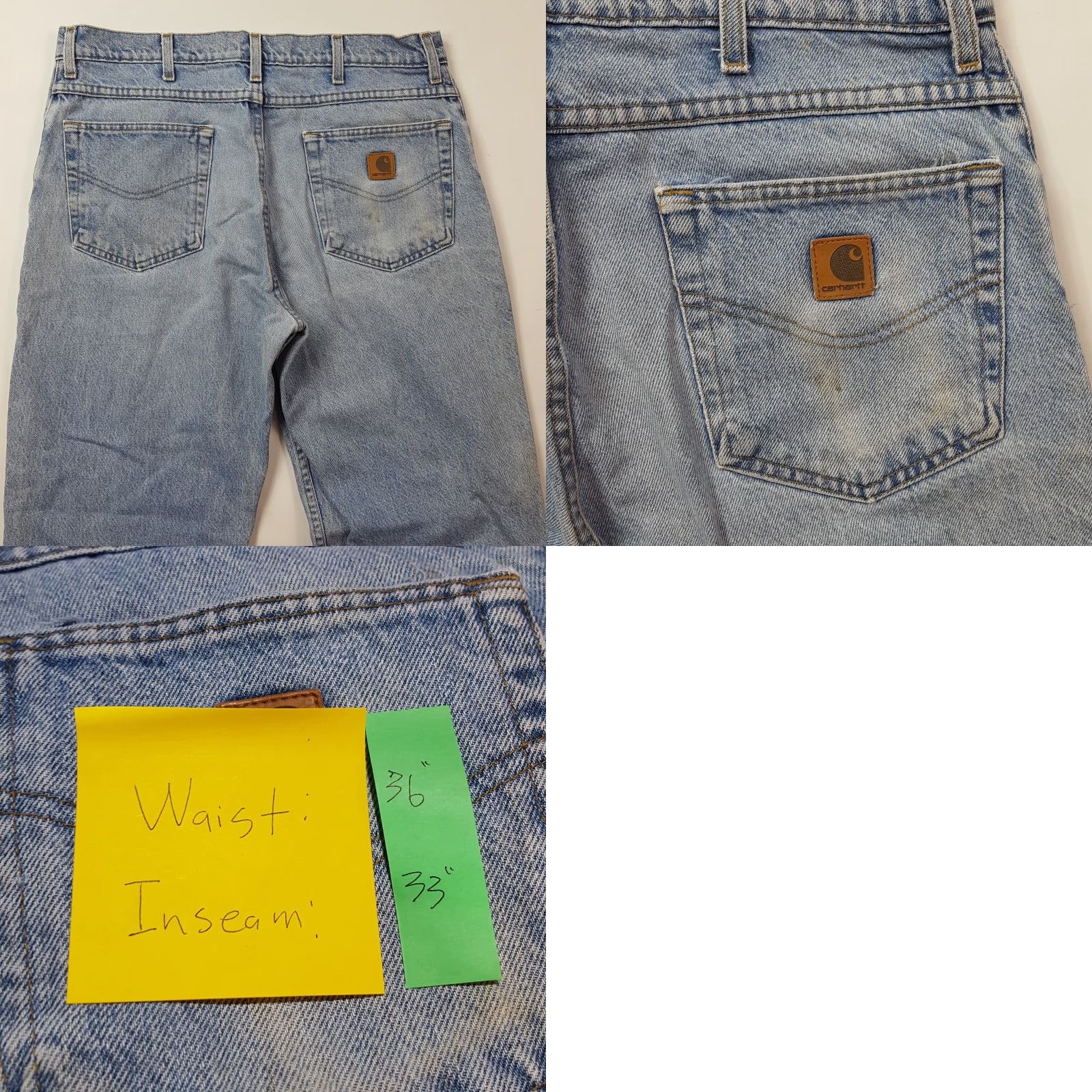 Carhartt VINTAGE Carhartt Jeans Denim Blue Distressed 36x33 36" Waist 33" Inseam Men Workwear Retro Grunge Hidden Pockets Size US 36 / EU 52 - 8 Thumbnail