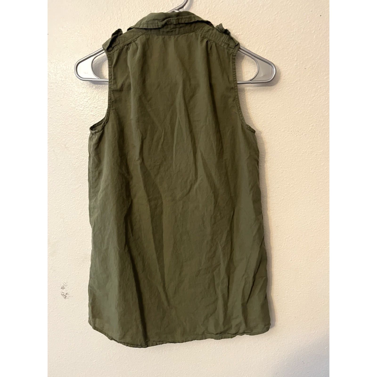 J.Crew J.CREW Shirt Women Sleeveless Button-Up Top Green XXS Pockets 2XS Regular Size Size XXS / US 00 / IT 34 - 2 Thumbnail