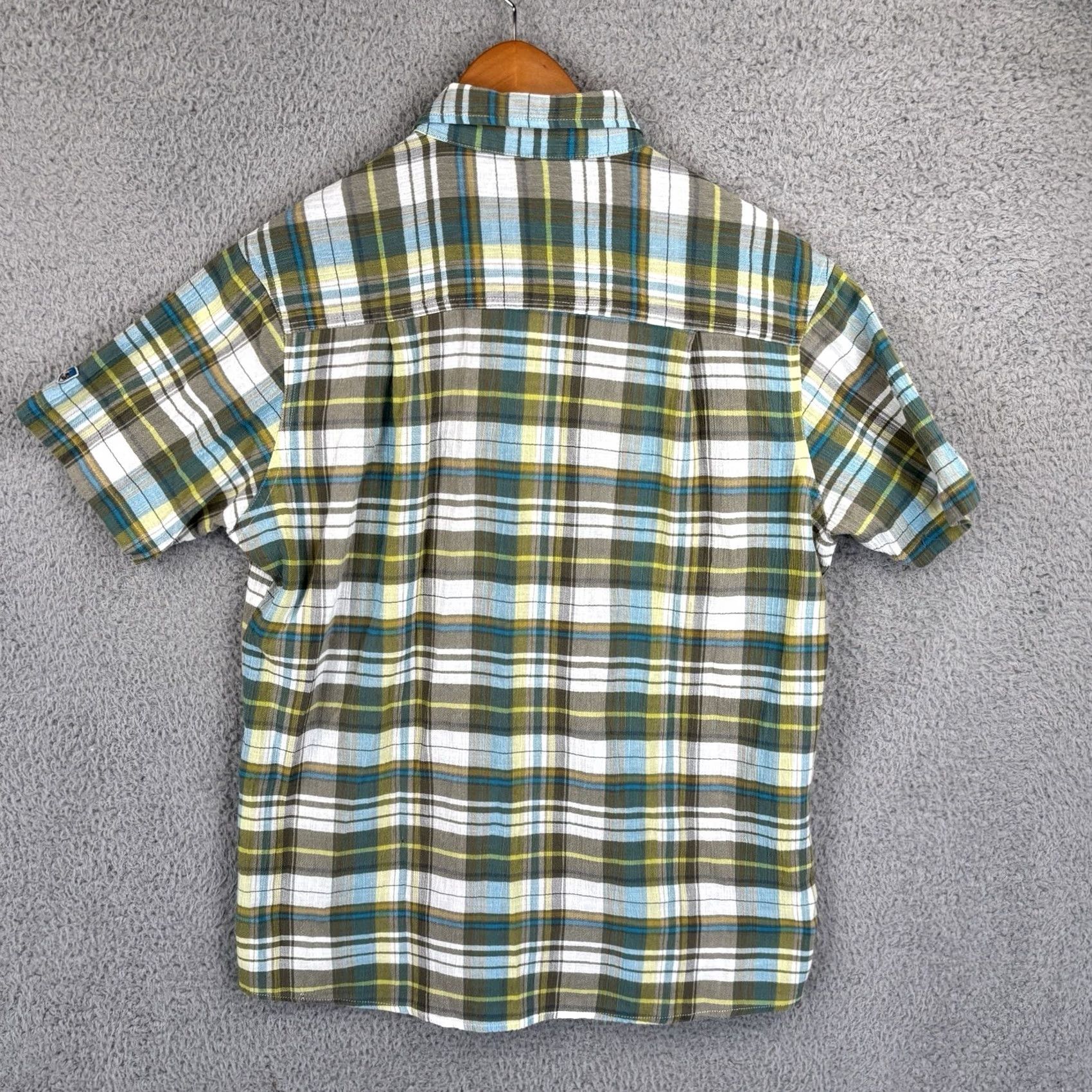 Vintage KÜHL Shirt Mens Medium Green Plaid Cotton Lightweight Outdoor Short Sleeve Button-Up Collar Size US M / EU 48-50 / 2 - 4 Thumbnail