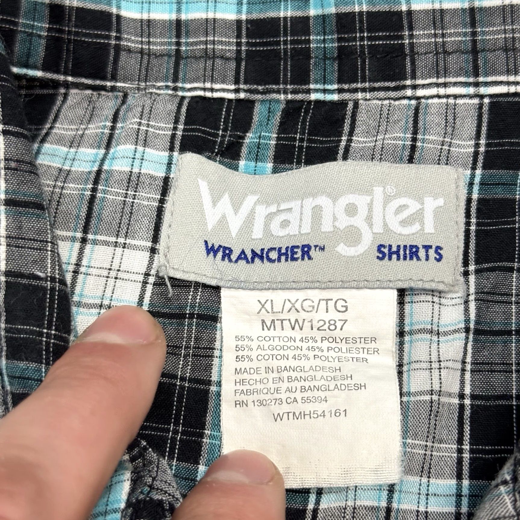 Wrangler Wrangler Wrancher Western Shirt Mens XL Blue Plaid Pearl Snap Cowboy Rodeo Rancher Shirt Size US XL / EU 56 / 4 - 3 Thumbnail